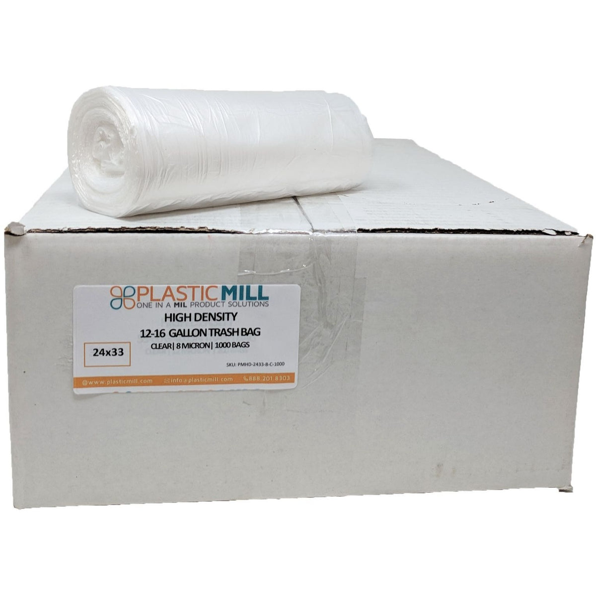 8 Gallon Trash Bags 8 Gal Garbage Bags Can Liners - 24 x 24 8 Micron  CLEAR 1000ct