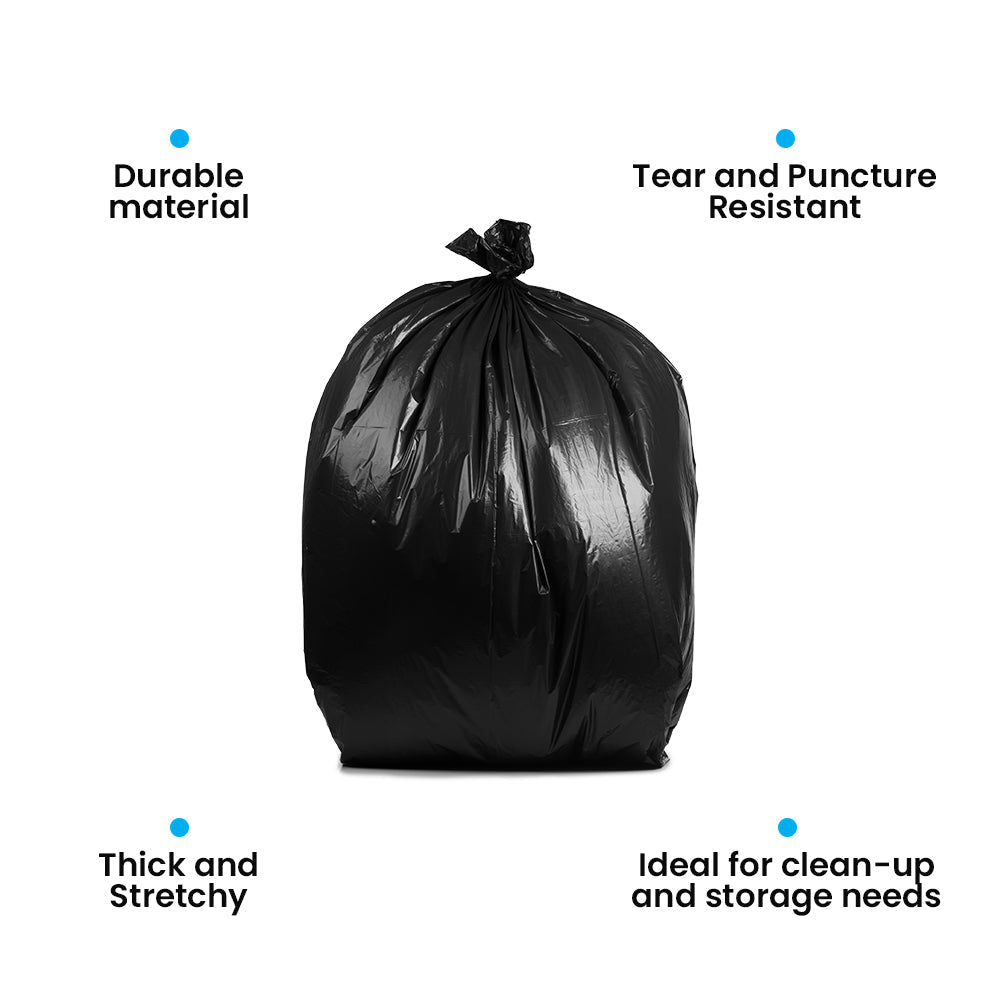 PlasticMill 12-16 Gallon, Black, 1 mil, 24x31, 250 Bags/Case, Garbage Bags / Trash Can