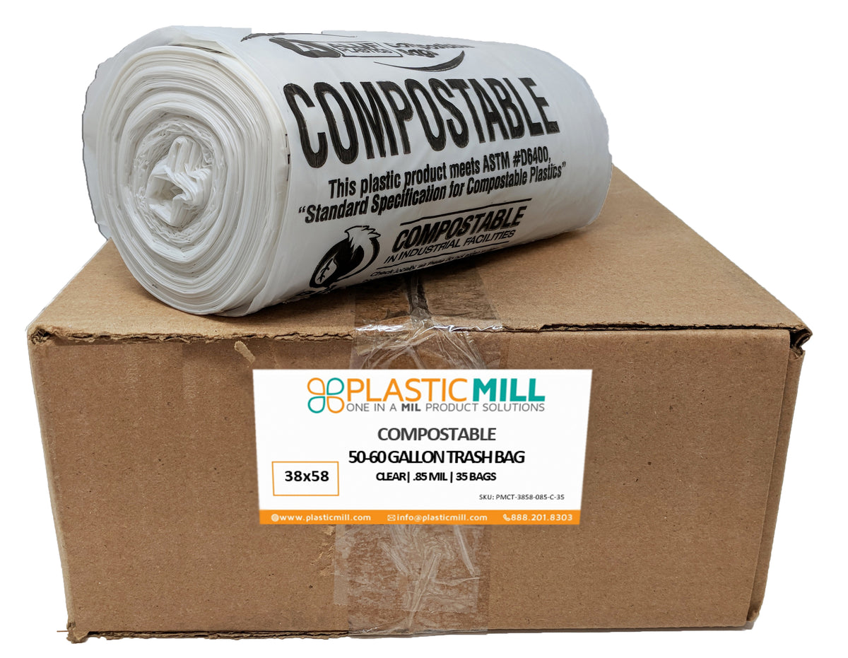 8 Gallon Compostable Trash Bags, 50 Bags