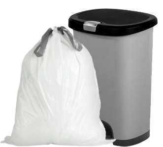 10 Gallon Garbage Bags, Drawstring: White, 1.2 Mil, 24.4 x 28