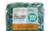 Rubber Bands #33: #33 Size, Forest Green, 1LB/500 Count.