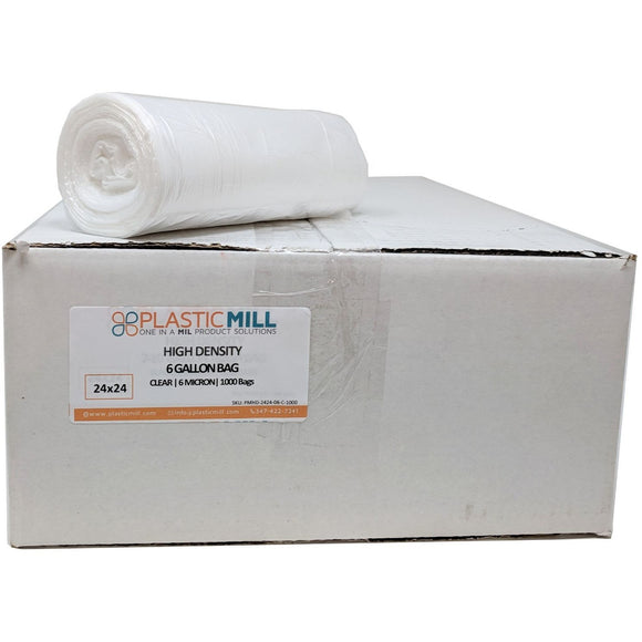 916630-2 Ability One Trash Bags: 10 gal Capacity, 24 in Wd, 24 in Ht, 6  micron Thick, Clear, 1,000 PK