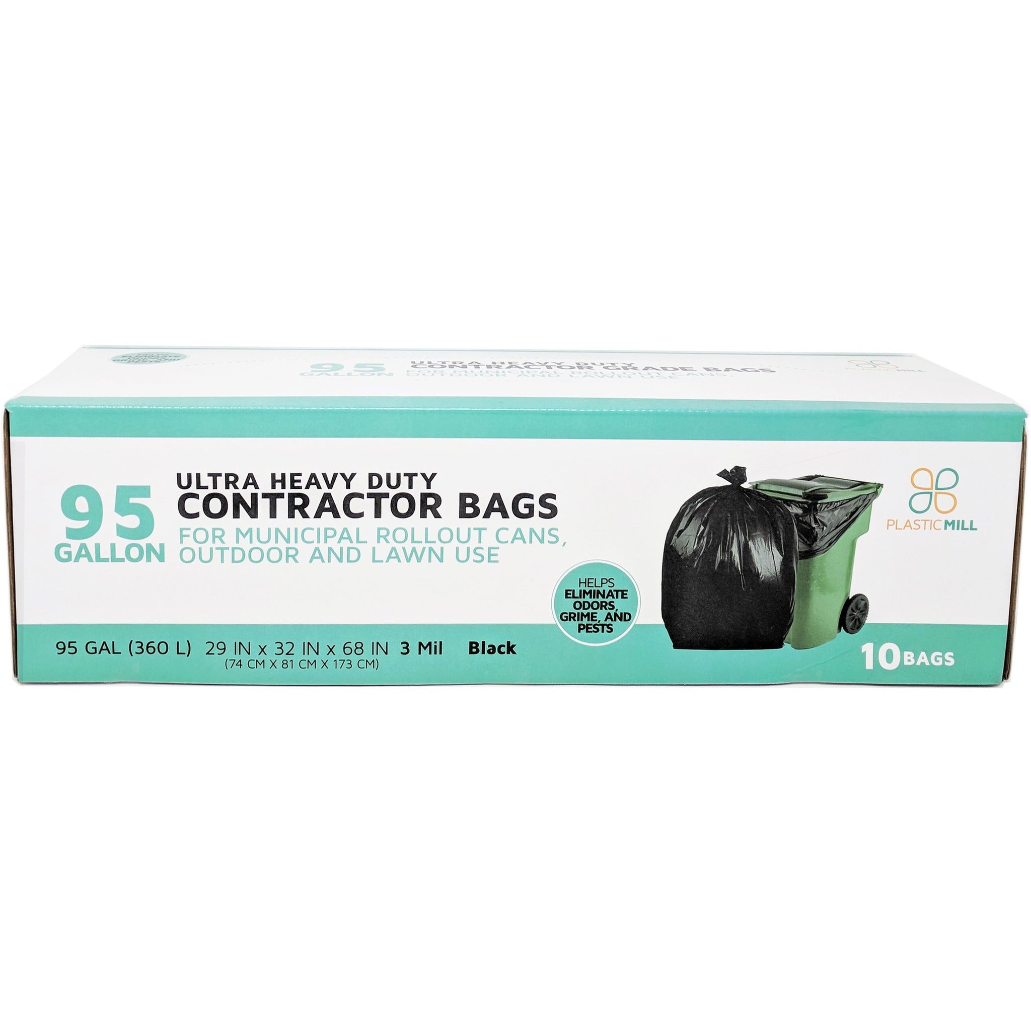 95 Gallon Contractor Bags: Clear, 3 Mil, 61X68, 25 Bags.